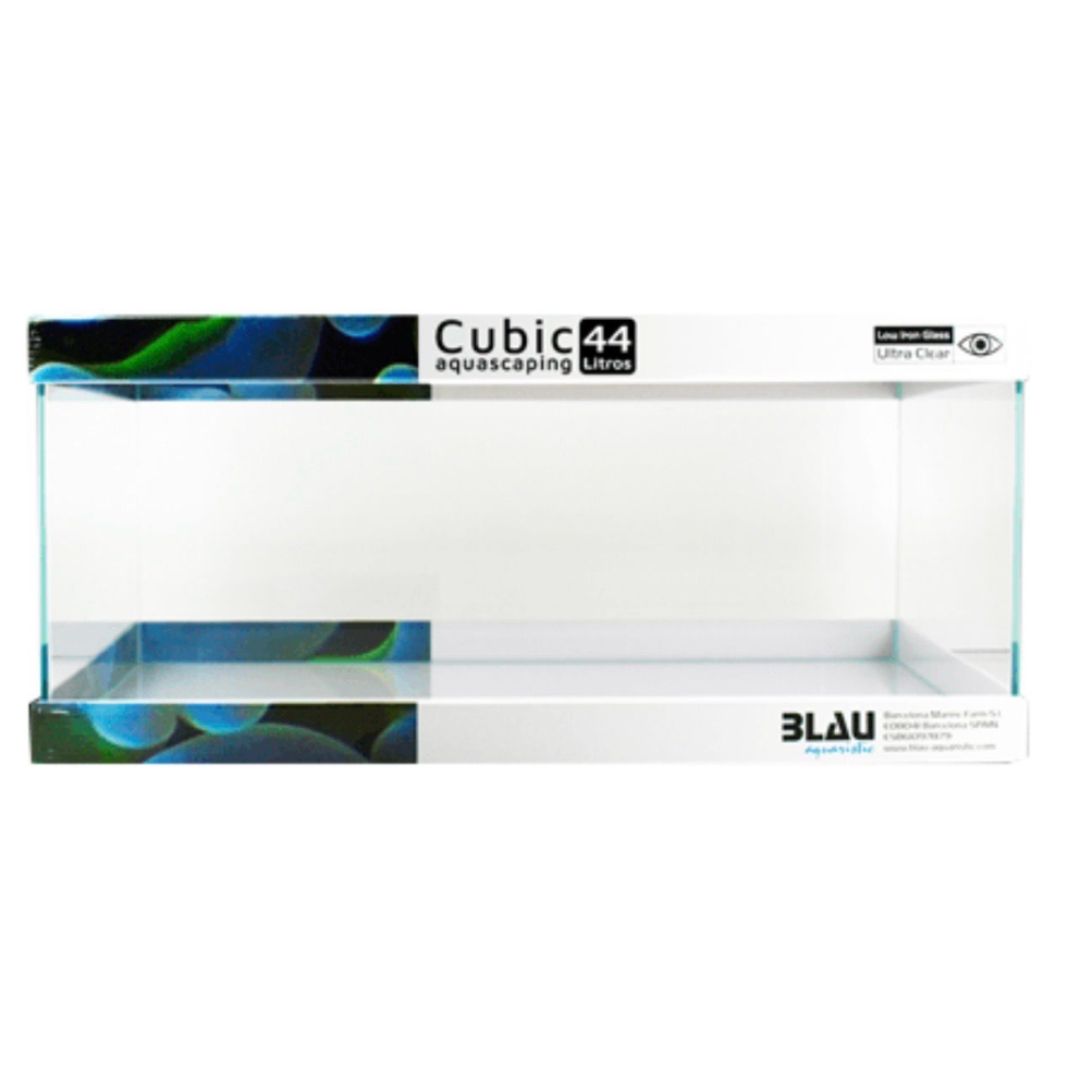 Urna acuario para agua dulce, acuario bajo sin tapa y cristal óptico Blau Cubic Aquascaping 44 Shallow